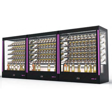 Vitrina fría expositora 3 estantes 2 niveles exposición