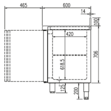Mesa Fría con 2 Puertas Fondo 60 cm 14-MBR-150