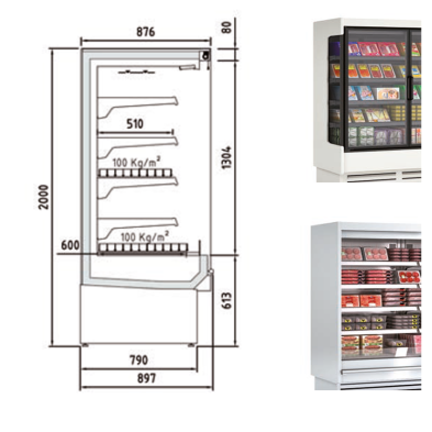 Vitrina para supermercado sin puertas. DS3 06 M2