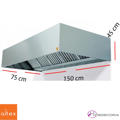 Campana inox ECO R de 150 x 75 cm.