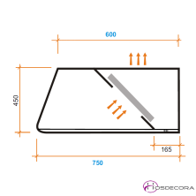 Campana inox ECO sin motor de 150 x 75 cm.