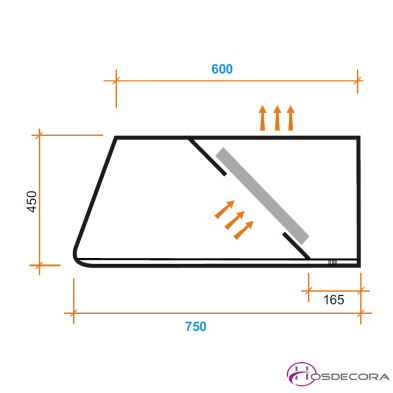 Campana inox ECO sin motor de 200 x 75 cm.