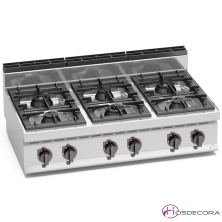 Cocina a Gas Fondo 70-  6 Fuegos 7 y  3.5 KW -G7F6B