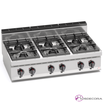 Cocina a Gas Fondo 70-  6 Fuegos 7 y  3.5 KW -G7F6B
