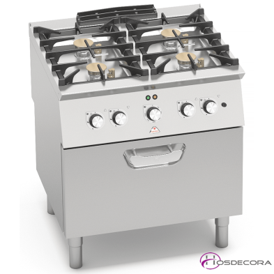 Cocina a Gas + Horno Eléctrico Fondo 70- 4 Fuegos 3.5 y 7 KW-