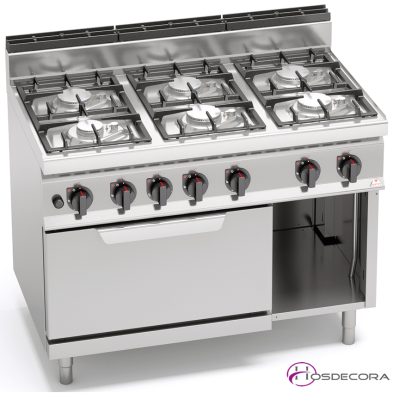 Cocina a Gas + Horno Fondo 70- 6 Fuegos 3.5 y 7 KW-G7F6+FG