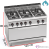 Cocina a Gas + Horno Fondo 70- 6 Fuegos 3.5 y 7 KW-G7F6+T