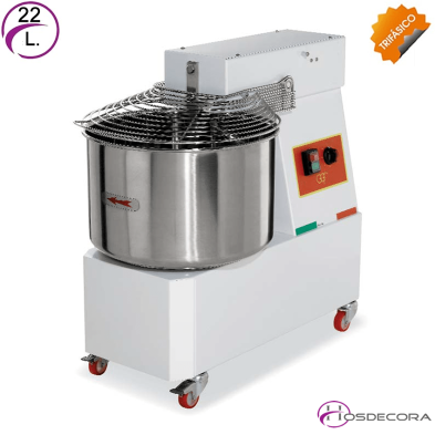Amasadora de gancho Fijo 1 Velocidad 22 L - 17 Kg -750W.