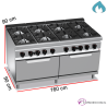 Cocina a Gas + 2 Hornos - 8 Fuegos 12, 7 y 3.5 KW