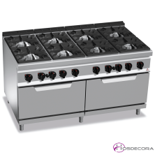 Cocina a Gas + 2 Hornos - 8 Fuegos 12, 7 y 3.5 KW
