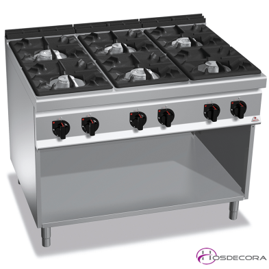 Cocina a Gas Fondo 90- 6 Fuegos 12, 7 y 3.5 KW