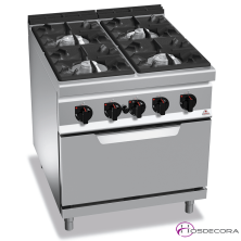 Cocina a Gas + Horno Fondo 90- 4 Fuegos 12, 7 y 3.5 KW