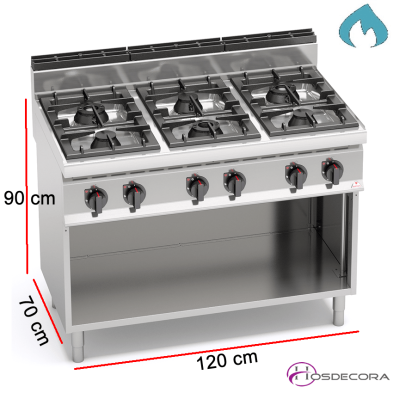 Cocina a Gas Fondo 70- 6 Fuegos 3.5 y 7 KW-G7F6M
