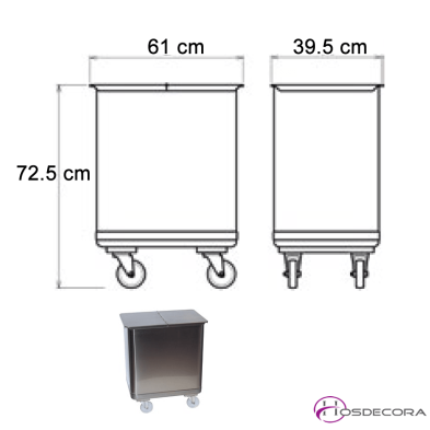 Contenedor Inox de Panaderías 115 litros 72.5 x 39.5 cm -486008