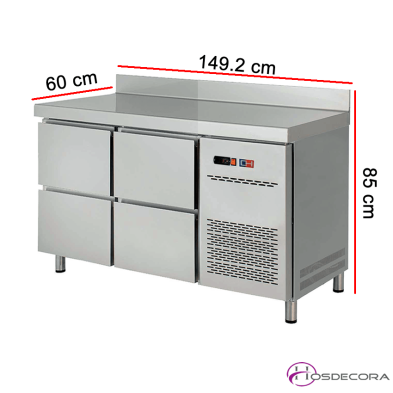 Mesas refrigerada con 4 cajones de cocina industrial