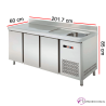 Mesa refrigerada con fregadero y escurridor de 3 puertas