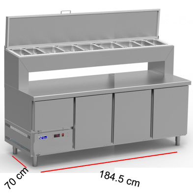 Mesa fría para ensalada con cubetas