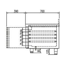 Mesa Baja con frío para zona de calor altura 60 cm. MKR-180