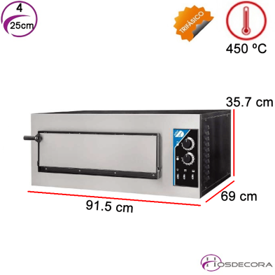 Horno eléctrico de pizza 4xØ25 cm 4kW NEVO1/504D25