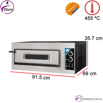 Horno eléctrico de pizza puerta cristal NEVO1504D25CL