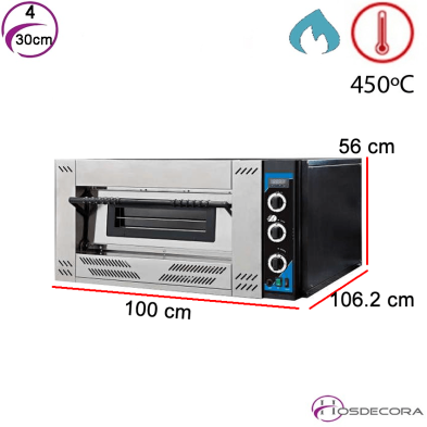 Horno de gas de pizza 4xØ30 cm 16.1 kW