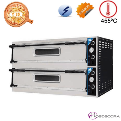 Horno doble de pizza eléctrico para 6xØ35cm 12 kW