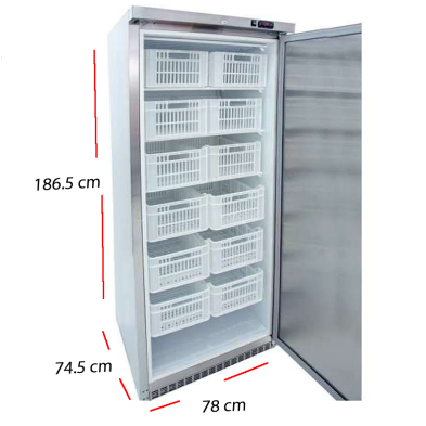 Congelador alto con 12 cajones con Puerta lacada.