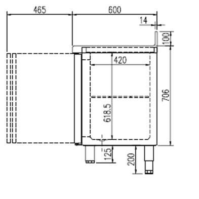 Mesa de Congelación 2 Puertas Fondo 60 cm. 14-MBC-150
