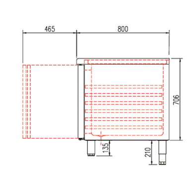 Mesa refrigerada con puertas doble cristal + LEDs.