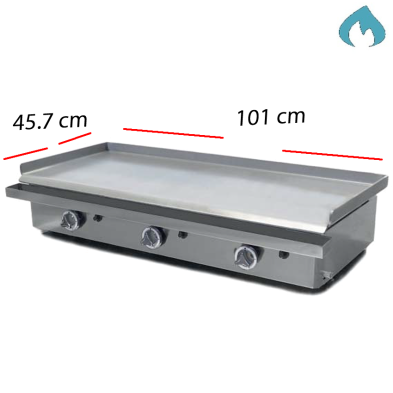 Plancha gas de asar para elaboración de alimentos calientes.