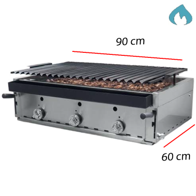 Parrilla grill para marcar carnes a gas pavonada.