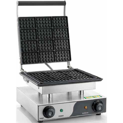 Gofrera eléctrica con placa de teflón.