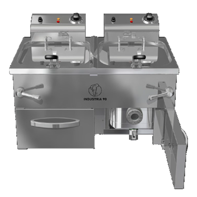 Freidora agua aceite con elevación de cestas