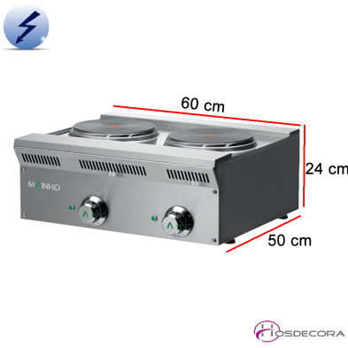 Cocina Eléctrica Fondo 50 - 2 Fuegos 5.2 KW- ELE-62EM