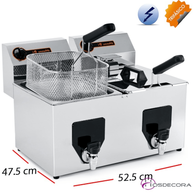 Freidora Doble mas potencia con grifo 8+8 Litros - 5.1 Kw.