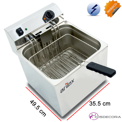 Freidora eléctrica de 7.5 KW Trifasica y de 12 litros