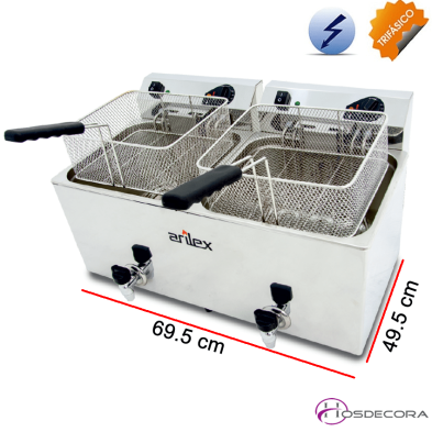 Freidora eléctrica doble con grifo 24L 15KW - EVO1212GTR