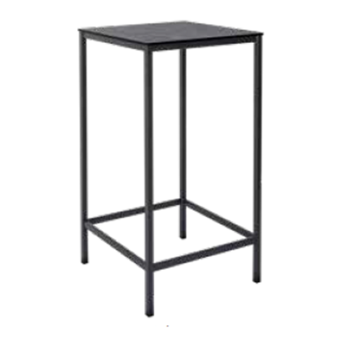 Mesa de terraza alta cudrada con tablero compacto.