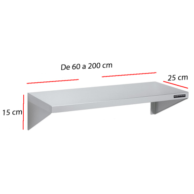 Estantes de acero inoxidable con cartelas desmontables.
