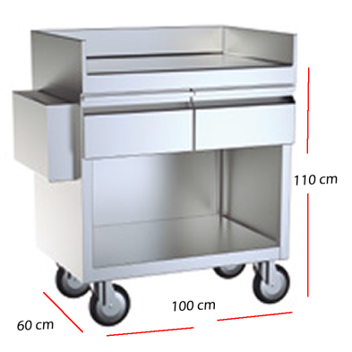 Mesa de terraza para  servicio en acero inox