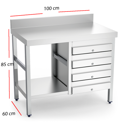Mesa Mural de Trabajo con Cajones 100x60 cm 06-074204
