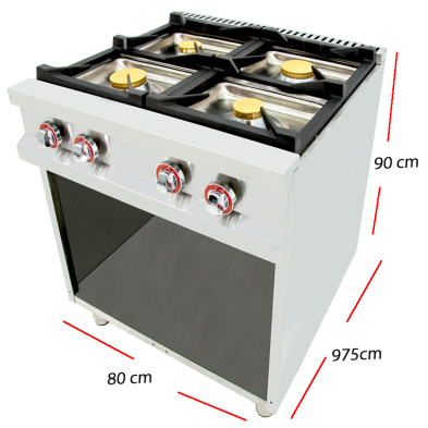 Cocina a gas  26 Kw. Fondo 75 cm