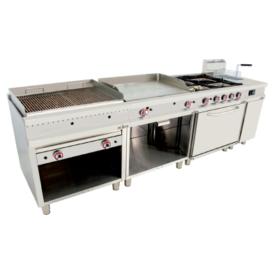 Barbacoa a Gas con mueble de Piedra Volcánica.