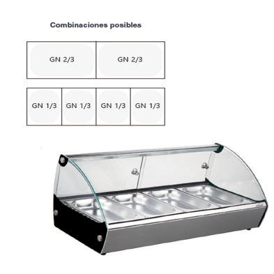 Vitrina de Tapas Caliente 4 GN 1/3