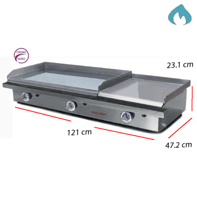 Plancha Doble con placa de cromo y placa de acero laminada. 39-PKR8L4