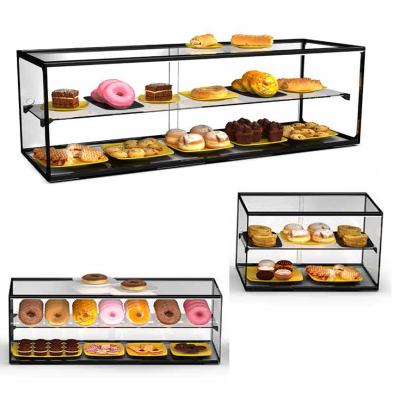 Vitrinas Doble piso con cristal recto y puertas.