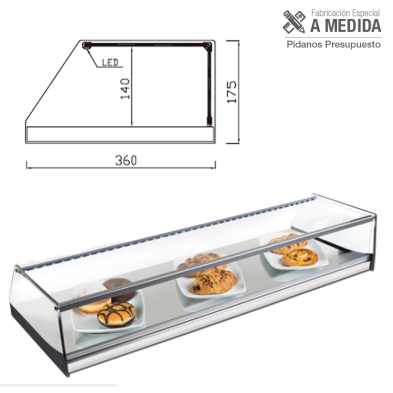 Vitrina neutra de cristal recto