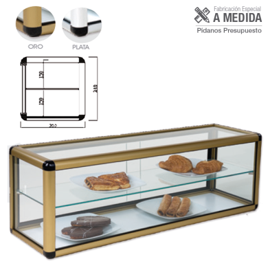 Expositor Neutro DOBLE con Puertas correderas.