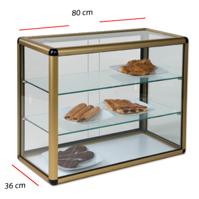 Expositor Neutro con tres pisos y Puertas correderas