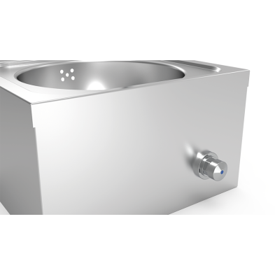 Lavamanos en acero con pulsador de rodilla agua fría y caliente.